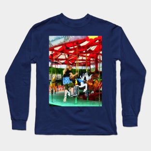 Carnival Midway - Girl Getting on Merry-Go-Round Long Sleeve T-Shirt